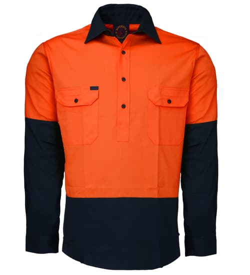 Closed Front L/S 2 Tone Shirt