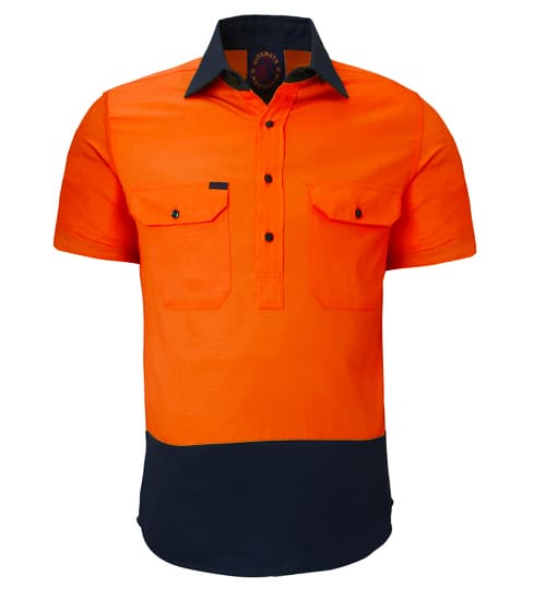 Closed Front S/S 2 Tone Shirt